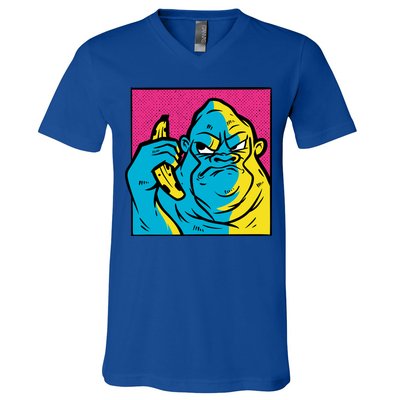 Angry Gorilla Banana V-Neck T-Shirt