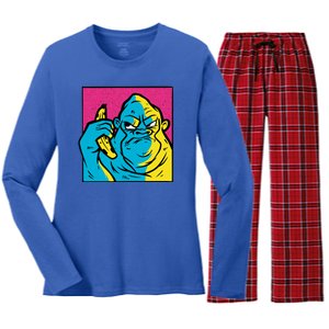 Angry Gorilla Banana Women's Long Sleeve Flannel Pajama Set 