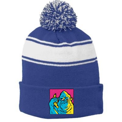 Angry Gorilla Banana Stripe Pom Pom Beanie