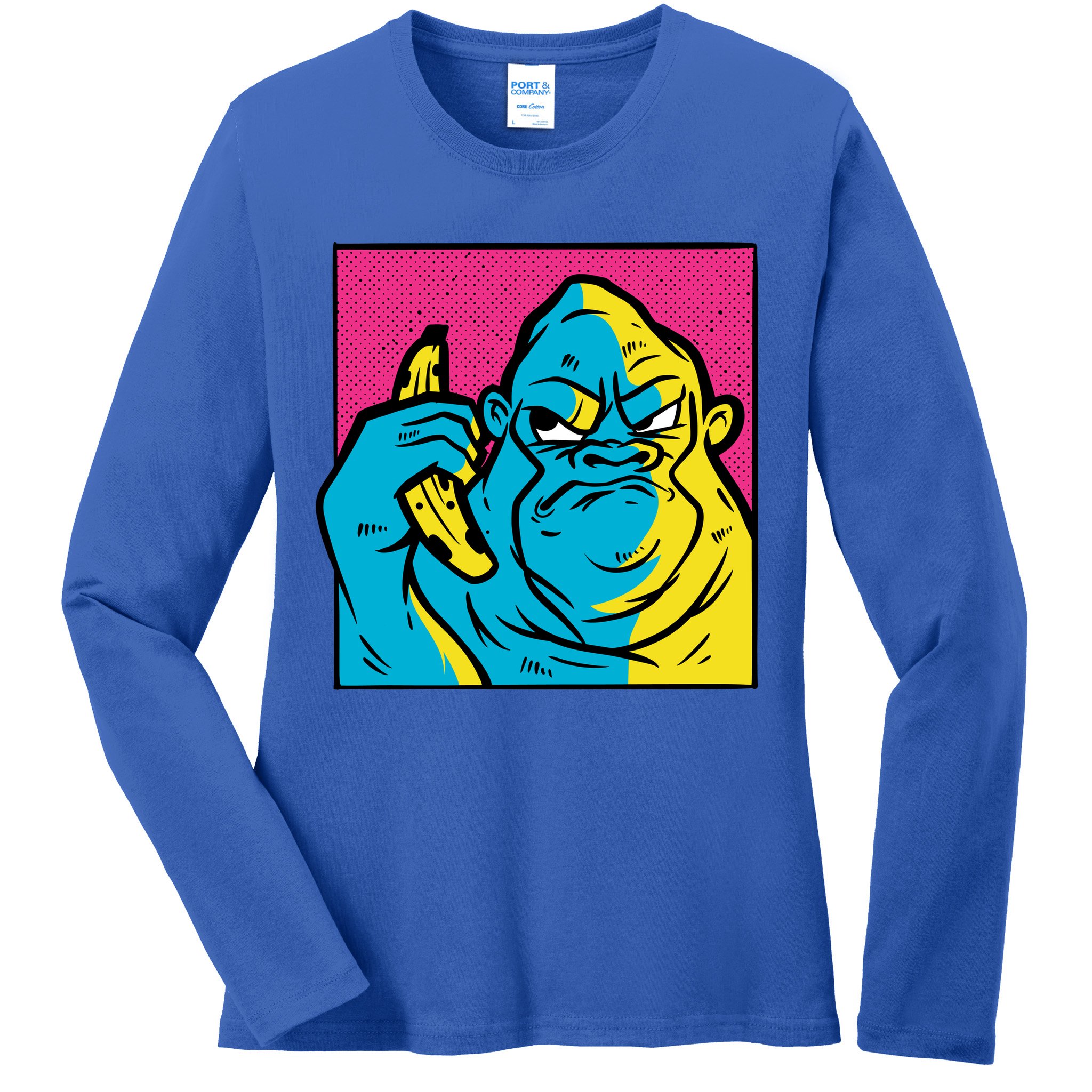 Angry Gorilla Banana Ladies Long Sleeve Shirt