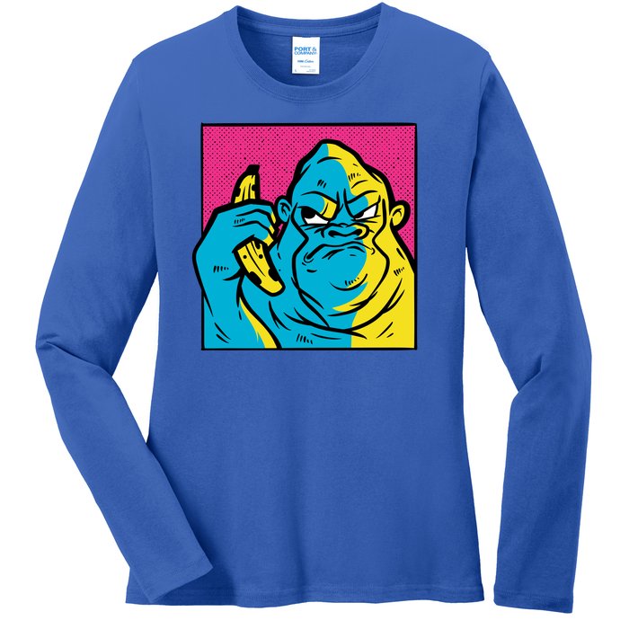 Angry Gorilla Banana Ladies Long Sleeve Shirt