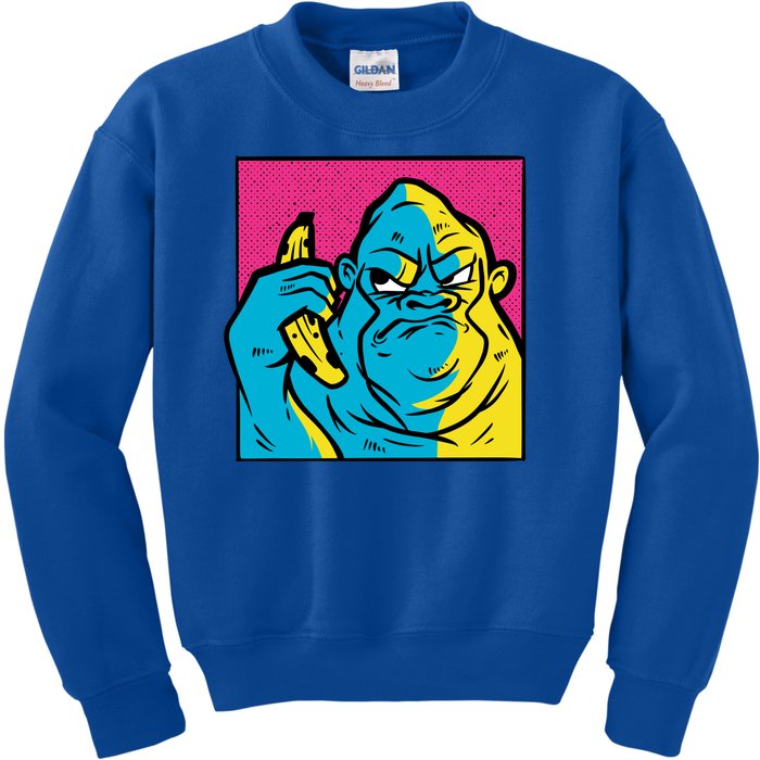 Angry Gorilla Banana Kids Sweatshirt