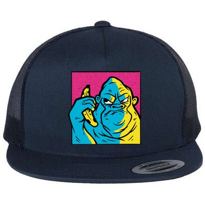 Angry Gorilla Banana Flat Bill Trucker Hat