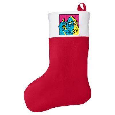 Angry Gorilla Banana Felt Holiday Christmas Stocking