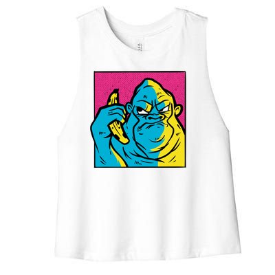 Angry Gorilla Banana Women's Racerback Cropped Tank