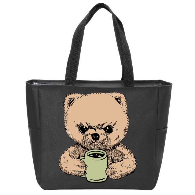 Angry Pomeranian Zip Tote Bag