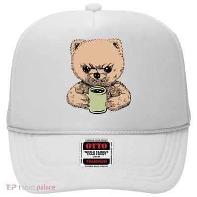 Angry Pomeranian High Crown Mesh Back Trucker Hat