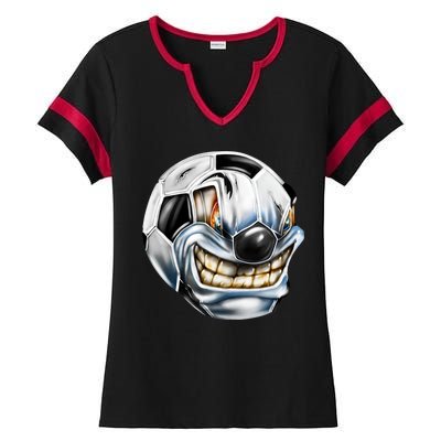 Angry Soccer Ball Ladies Halftime Notch Neck Tee