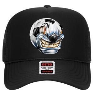 Angry Soccer Ball High Crown Mesh Back Trucker Hat