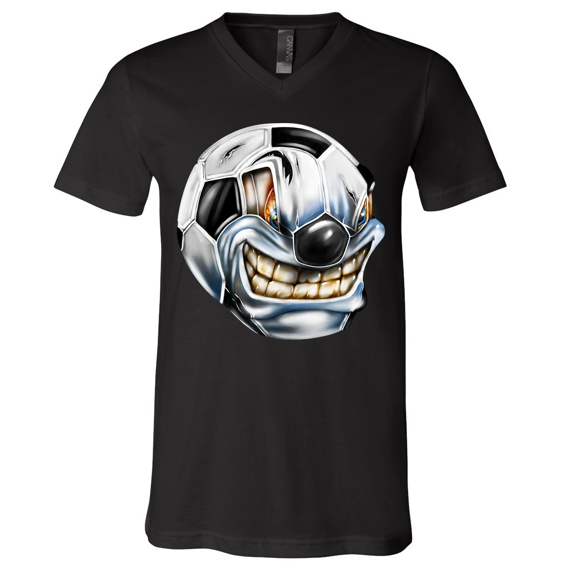 Angry Soccer Ball V-Neck T-Shirt