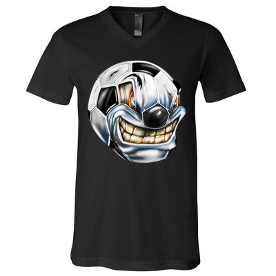 Angry Soccer Ball V-Neck T-Shirt