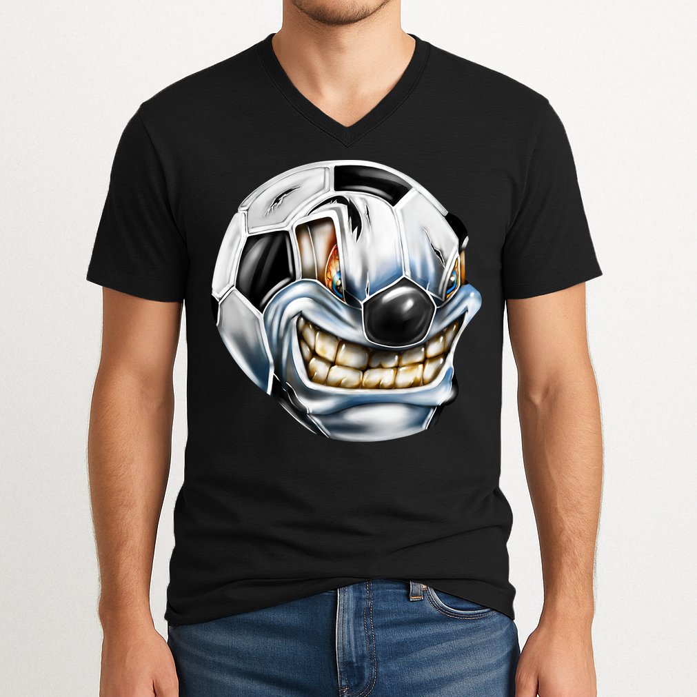 Angry Soccer Ball V-Neck T-Shirt