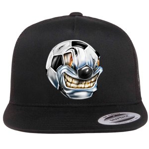 Angry Soccer Ball Flat Bill Trucker Hat