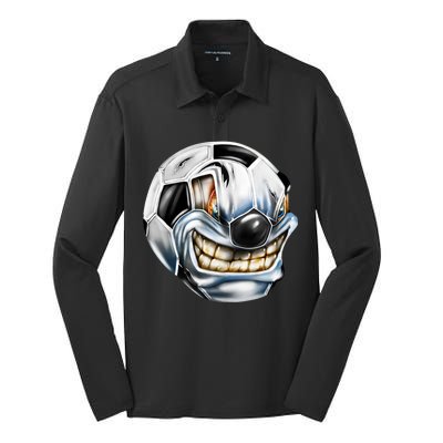 Angry Soccer Ball Silk Touch Performance Long Sleeve Polo