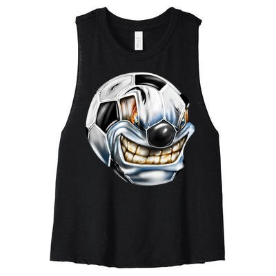 Angry Soccer Ball Women's Racerback Cropped Tank