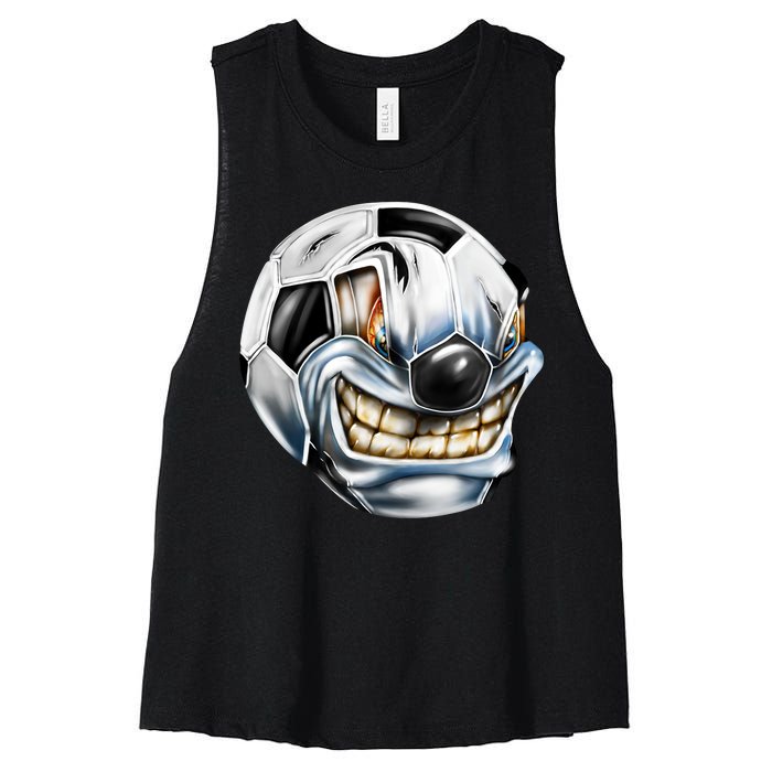 Angry Soccer Ball Women's Racerback Cropped Tank