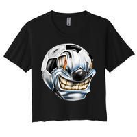 Angry Soccer Ball Women's Crop Top Tee