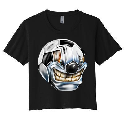 Angry Soccer Ball Women's Crop Top Tee