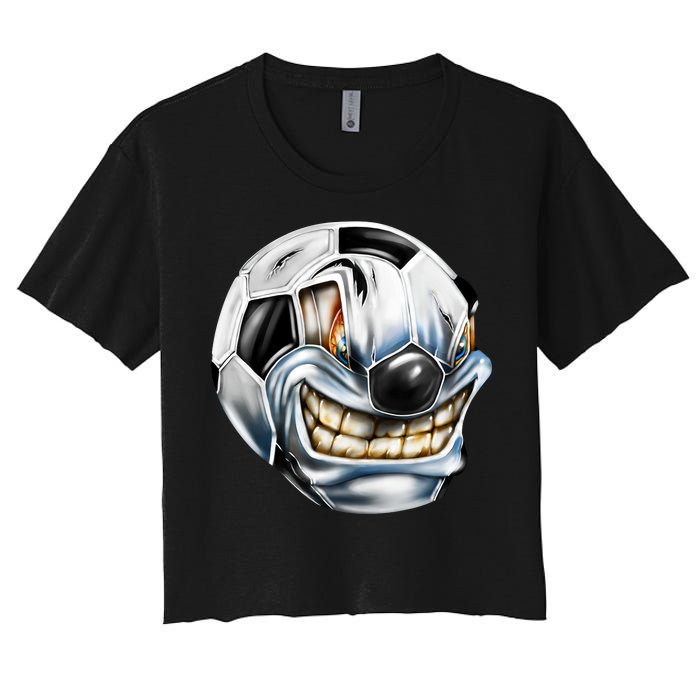 Angry Soccer Ball Women's Crop Top Tee