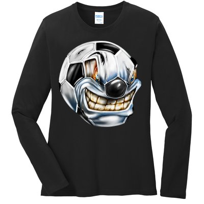 Angry Soccer Ball Ladies Long Sleeve Shirt