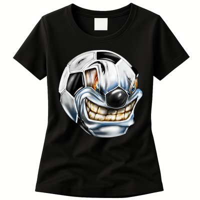 Angry Soccer Ball Womens T-Shirt