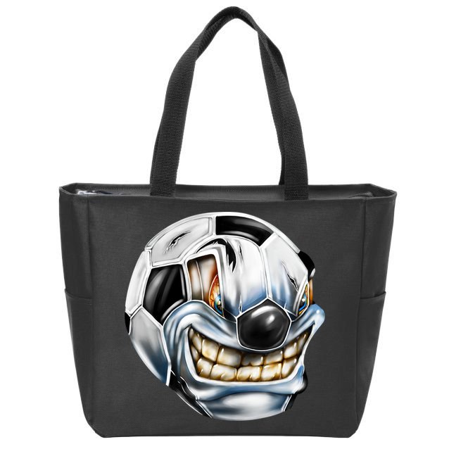 Angry Soccer Ball Zip Tote Bag