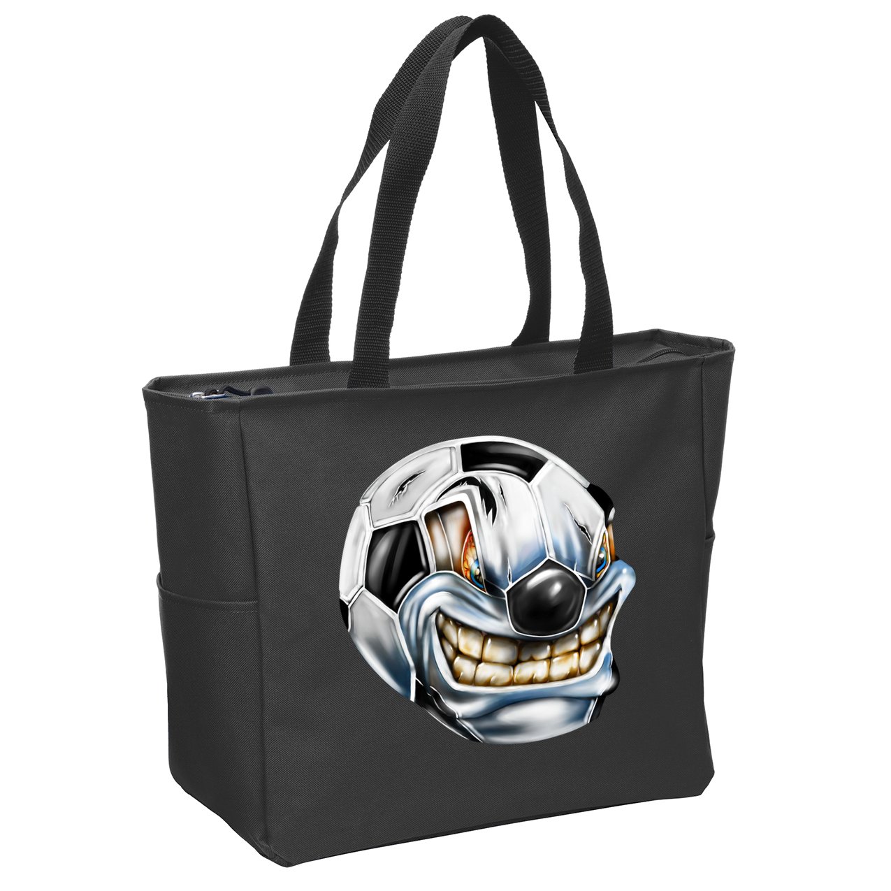 Angry Soccer Ball Zip Tote Bag