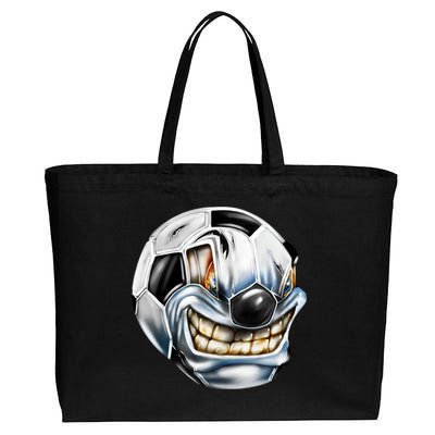 Angry Soccer Ball Cotton Canvas Jumbo Tote