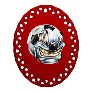 Angry Soccer Ball Ceramic Oval Ornament