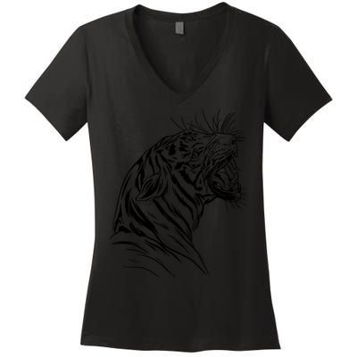 Angry Tiger Women's V-Neck T-Shirt