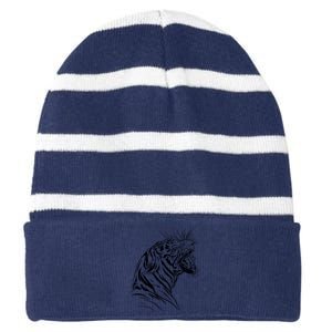 Angry Tiger Striped Beanie with Solid Band