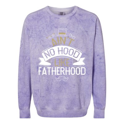 Aint No Hood Like Fatherhood Fathers Cute Gift Colorblast Crewneck Sweatshirt