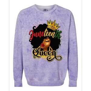 Afro Natural Hair Juneteenth Queen African American Colorblast Crewneck Sweatshirt