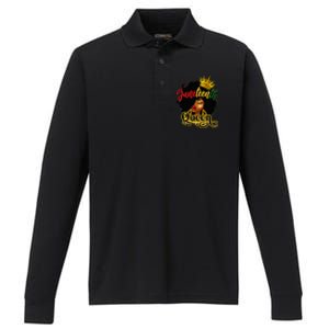 Afro Natural Hair Juneteenth Queen African American Performance Long Sleeve Polo