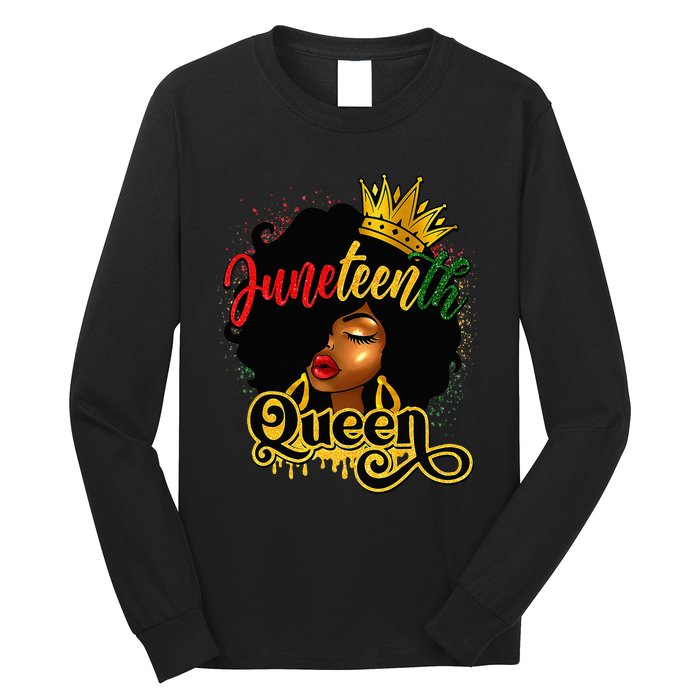 Afro Natural Hair Juneteenth Queen African American Long Sleeve Shirt