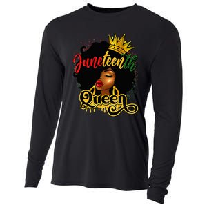 Afro Natural Hair Juneteenth Queen African American Cooling Performance Long Sleeve Crew