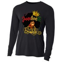 Afro Natural Hair Juneteenth Queen African American Cooling Performance Long Sleeve Crew