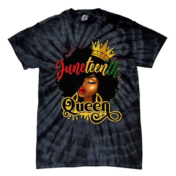 Afro Natural Hair Juneteenth Queen African American Tie-Dye T-Shirt