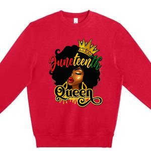 Afro Natural Hair Juneteenth Queen African American Premium Crewneck Sweatshirt