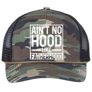 Ain't No Hood Like Fatherhood Funny Father Dad Gift Retro Rope Trucker Hat Cap