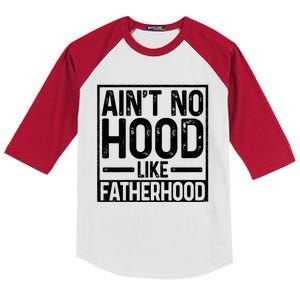 Ain't No Hood Like Fatherhood Funny Father Dad Gift Kids Colorblock Raglan Jersey