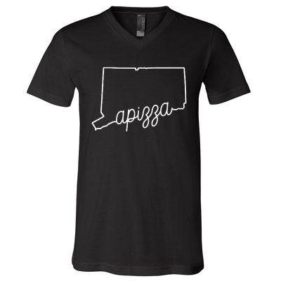 Apizza New Haven Pizza Award Winning Tomato Pie Connecticut V-Neck T-Shirt