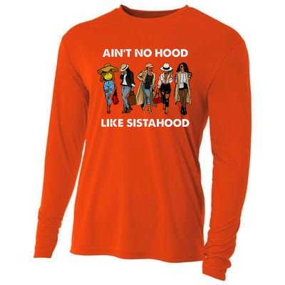 AinT No Hood Like Sisterhood Afro Sistas Black Women Gift Cooling Performance Long Sleeve Crew