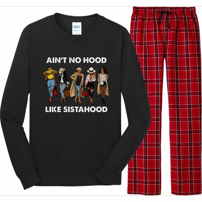 AinT No Hood Like Sisterhood Afro Sistas Black Women Gift Long Sleeve Pajama Set