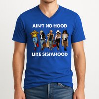 AinT No Hood Like Sisterhood Afro Sistas Black Women Gift V-Neck T-Shirt