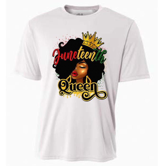 Afro Natural Hair Juneteenth Queen African American Cooling Performance Crew T-Shirt