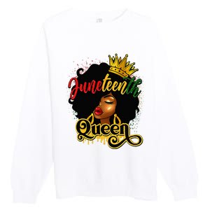 Afro Natural Hair Juneteenth Queen African American Premium Crewneck Sweatshirt