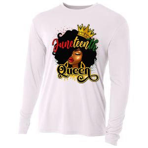 Afro Natural Hair Juneteenth Queen African American Cooling Performance Long Sleeve Crew