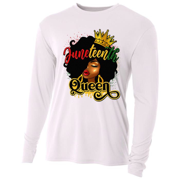 Afro Natural Hair Juneteenth Queen African American Cooling Performance Long Sleeve Crew