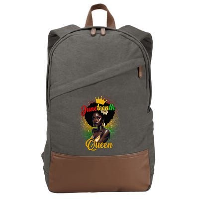 Afro Natural Hair Juneteenth Queen African American Cotton Canvas Backpack